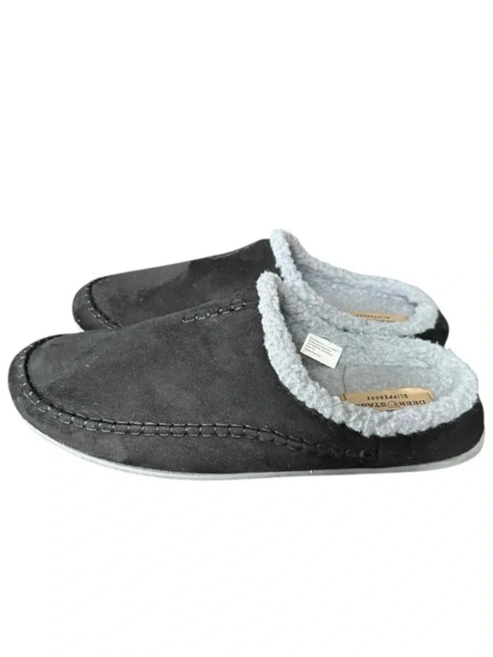Deer Stags Men’s Nordic Faux Fur Flannel Slipper Indoor/Outdoor Sole Gray Sz 15